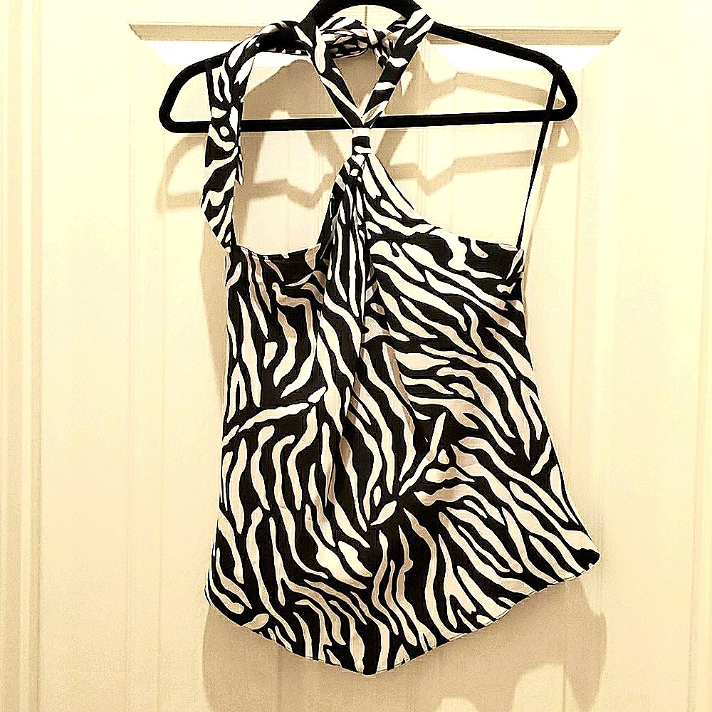 I.N.C. Silk Halter Tie Blouse Zebra print